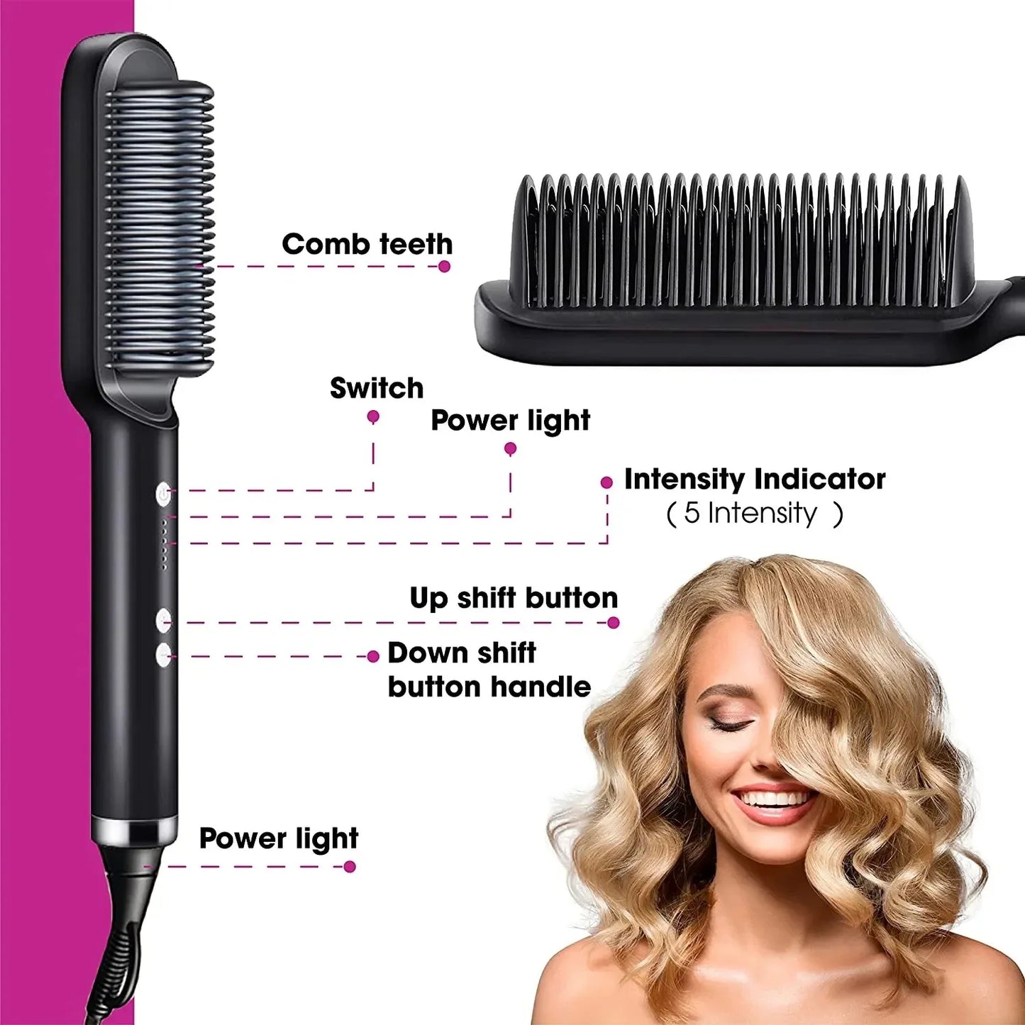 3In1 Professional Quick Heated Electric Hot Comb